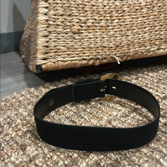 Mikey Toledano Black Genuine Suede Leather Chunky Belt W/ Gold Clasp Size Large main image 7